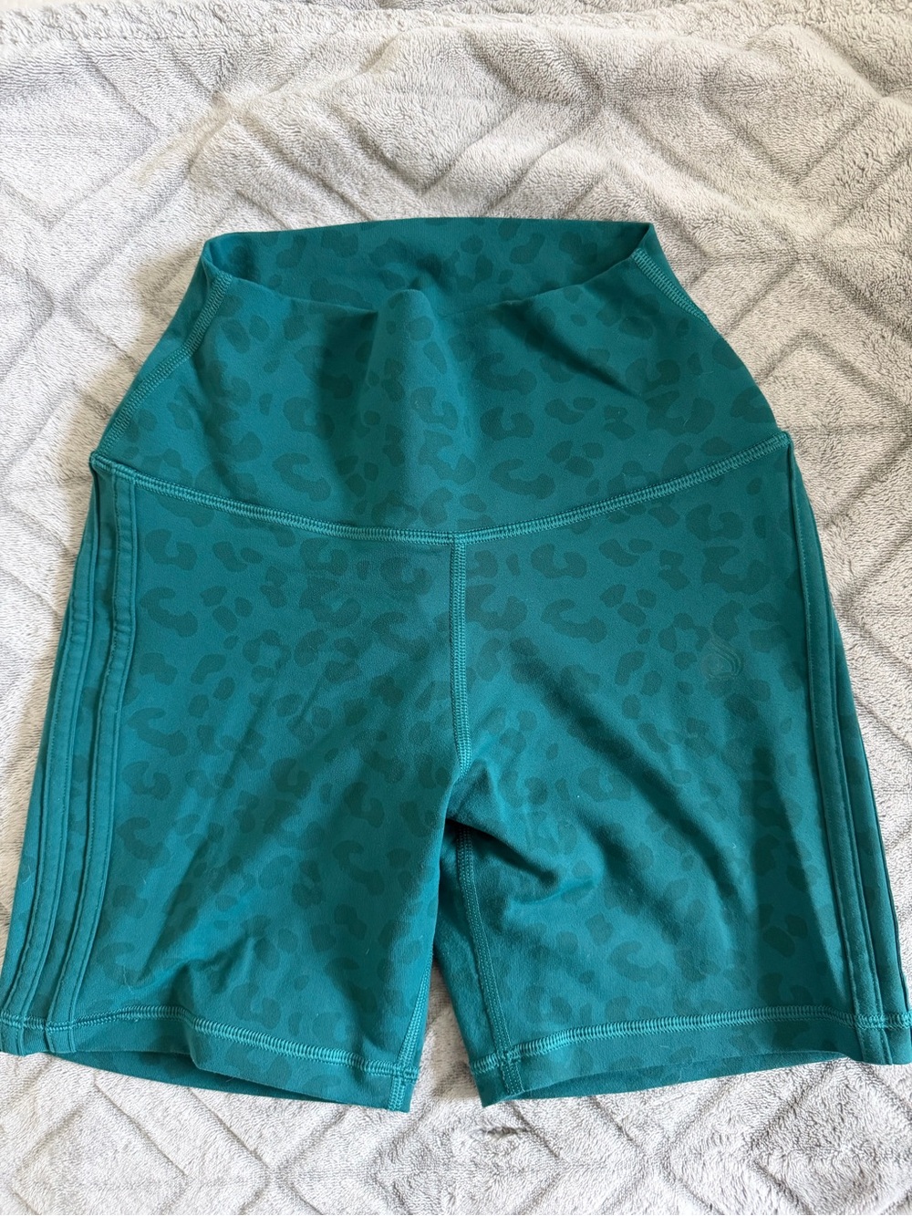 Ryderwear High-Rise Teal Leopard Print Women's Bike Shorts